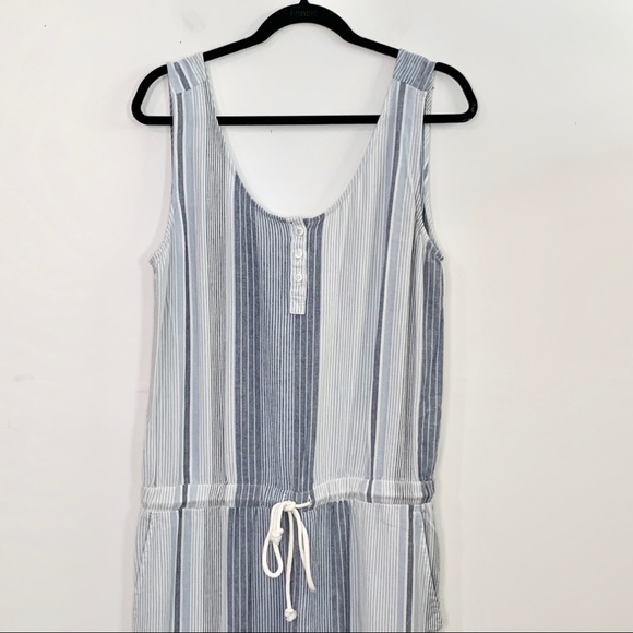 NWOT CLOTH & STONE Open-Back Stripe Linen Jumpsuit - Picture 2 of 13